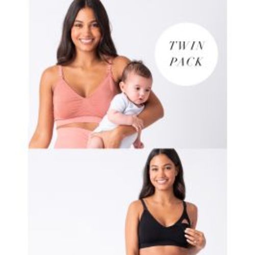 Bamboo Nursing Bras – Terracotta & Black Twin Pack | Seraphine