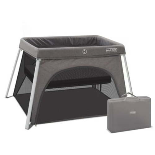 HARPPA Portable Travel Crib with Mattress, Foldable Playard for Baby and Toddler, 11lbs, Gray