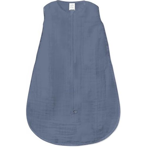 SwaddleDesigns Baby Sleep Sack 0-6 Months, Cotton Muslin Wearable Blanket with 2-Way Zipper, Non-Weighted Sleeping Sack for Safer Sleep, Denim, Small