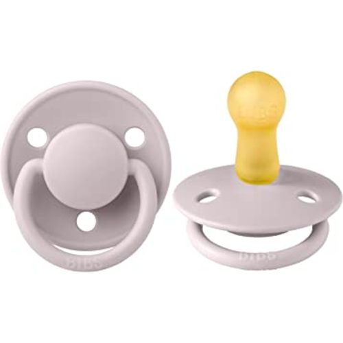 BIBS Pacifiers – De Lux | BPA-Free Natural Rubber Baby Pacifier | Made in Denmark | Set of 2 Soothers (Pink Plum, 0-6 Months Natural Rubber)