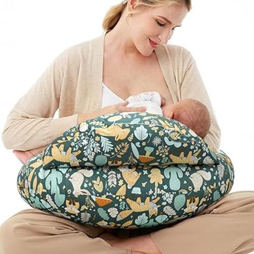 Momcozy Nursing Pillow for Breastfeeding-Pioneering Safety Guard- Wider Feeding Pillows for More Support for Mom & Baby- Easier Nursing & Hand Free- Fit for All, Removable Cotton Cover