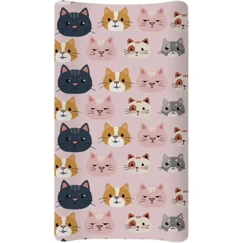 ZDCUSTOM Pink Changing Pad Cover for Girls Newborn Nursery Pad Change Cover Diaper Changing Cover Soft Breathable Changing Pad Sheets Cartoon Cat