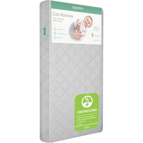 Newton Baby Crib Mattress and Toddler Bed - Ultra-Breathable Proven to Reduce Suffocation Risk, Greenguard Gold Certified, Non-Toxic Washable Core & Cover, 2-Stage, Plush 5.5" Thick- Grey