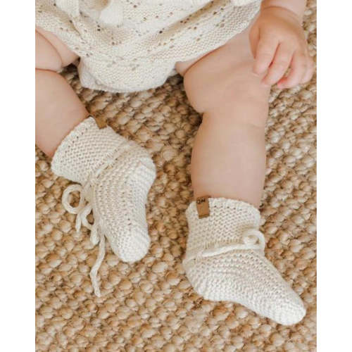 KNIT BOOTIES 0-3m / speckled natural