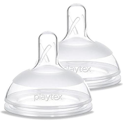 Playtex Baby NATURALATCH Comfort Wide Neck Nipples for Babies 3+ Months, Medium Flow (2 Count), Feeding Essentials for Newborn and Breastfeeding Babies