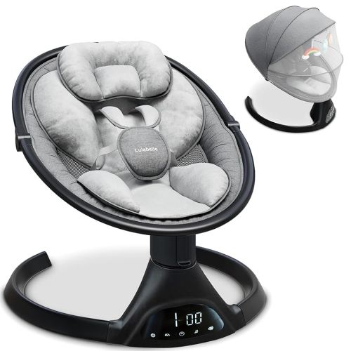 Baby Swing Newborn to 12 Months - Lulabelle Portable Infant Swing with Adjustable Height, 5 Sway Speeds with Remote Control, Lullaby Songs, Stationary Seat Baby Swings for Infants Girls & Boys.
