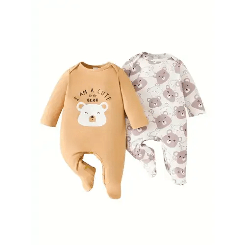 3-6mth 2pcs Infant Baby Romper Animal Print Outfit Long Sleeve Jumpsuit Newborn