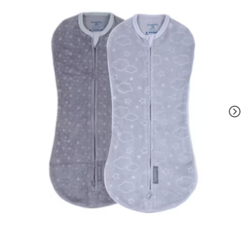 Swaddleme By Ingenuity Pod Swaddle Wrap In Velboa - Clouds & Stars - Newborn - 0-2 Months - 2pk