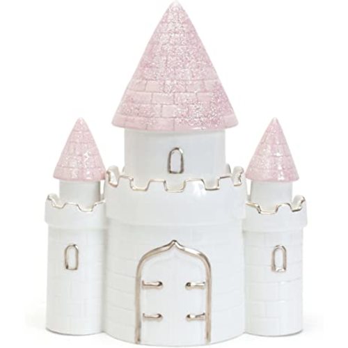 Child to Cherish Ceramic Dream Big Princess Castle Piggy Bank for Girls, Pink
