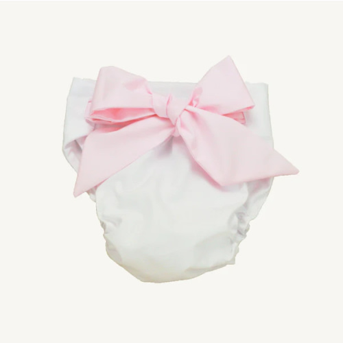 Baby Bow Bottom Bloomer - Worth Avenue White with Palm Beach Pink