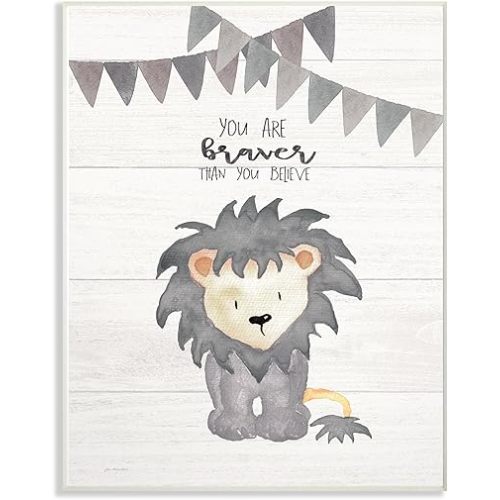 The Stupell Home Decor Collection You are Braver Lion Wall Plaque Art, Multicolor