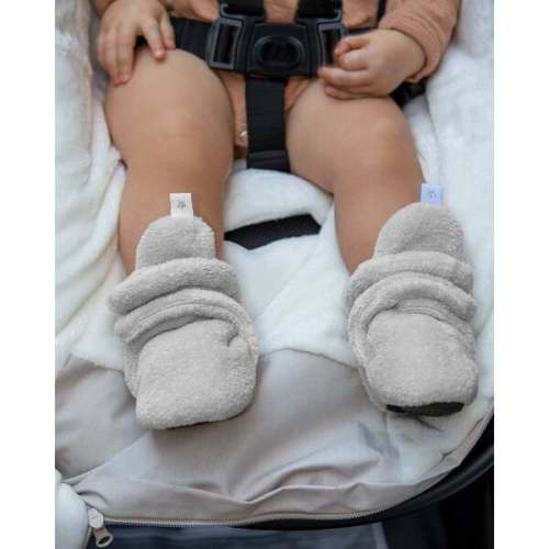Plush Baby Booties With Anti-Slip Grip Soles, Pearl - 7AM Enfant | Maisonette