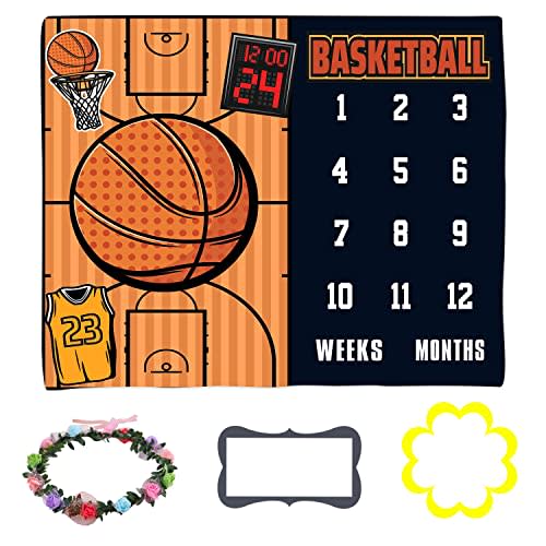 LYLYCTY Baby Age Blanket, Personalized Holiday Blanket for Newborn Baby Shower, Basketball Jersey Photography Background Prop for Neutral Newborn Baby, Baby Boy and Girl Gifts 47"x40" BTLSLY134