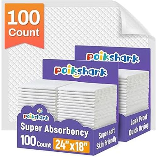 100 Pack Disposable Changing Pads for Baby, 18" x 24" Super Absorbency Disposable Underpads Large Bed Pads Absorbent Fluff Protective Table Pads Disposable Diaper Changing Pads, Leakproof