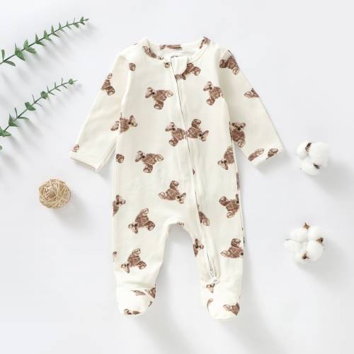 Bear print Baby Sleepsuit, Baby Boy, Baby Girl, Baby Shower Gift, Neutral Babies First Outfit, Baby Gift Hospital Bag Pregnancy Announcement