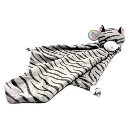 Baby Security Blanket - 18" Tall Soft Fleece Baby Blanky for Boys & Girls – Baby Soothing Blanket with Plush Stuffed Animal - Kitty Cat - Grey Cat