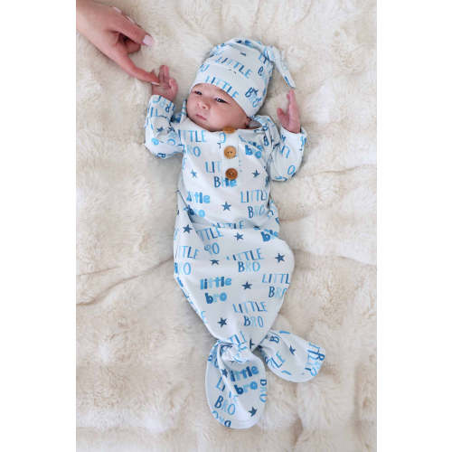Newborn Baby Knot Gown & Hat Set | Little Bro
