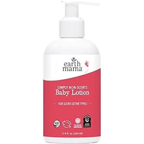 Earth Mama Simply Non-Scents Baby Lotion for Dry Skin, Calendula Cream, Skin Care for Kids, Organic Moisturizer, Unscented Lotion with Aloe Juice, Rooibos, & Shea Butter, 8-Fl oz