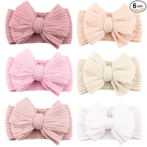 Niceye Handmade Baby Headbands Soft Stretchy Nylon Hair Bands with Bows for Newborn Infant Baby Toddler Girls