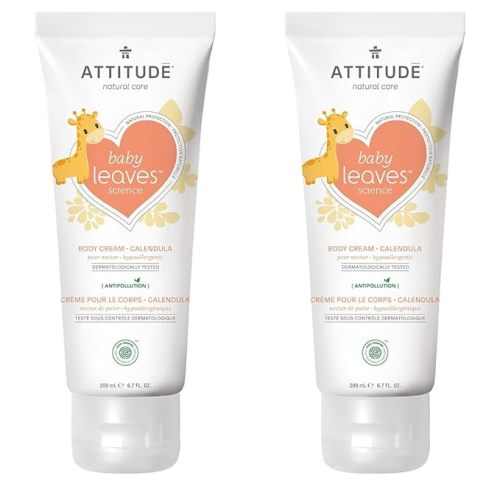ATTITUDE Baby Body Cream, Ewg Safe Moisturizing Lotion for Sensitive Skin, Moisture & Protect, Pear Nectar, 6.7 Fl Oz (Pack of 2) - 6.70 Fl Oz (Pack of 2)