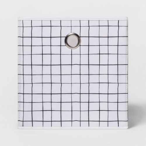 11" Fabric Cube Storage Bin Cream - Room Essentials™: Square Beige Storage, 11 Inch System Compatible, 25 Lb Capacity
