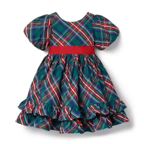 Girl Evergreen Forest Tartan The Bow-Tied Tartan Dress by Janie and Jack
