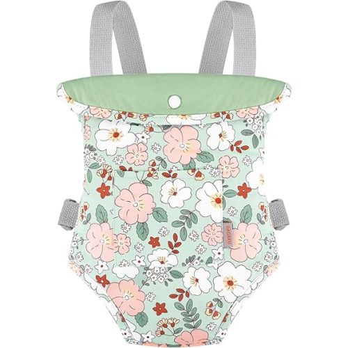 GAGAKU Toddler Baby Carrier for Dolls Reborn Baby Doll Accessories Front and Back Doll Carriers - Green Camellia