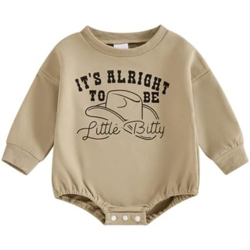 Newborn Baby Western Sweatshirt Romper Fall Clothes One Piece Outfits Cow Print Long Sleeve Bubble Bodysuit Tops