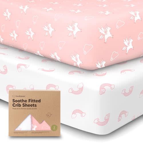 KeaBabies 2-Pack Organic Crib Sheets for Boys, Girls, Jersey Fitted Baby Crib Sheets Neutral, Cotton Breathable Crib Sheet, Cute Printed Crib Mattress Sheet, Baby Mattress Sheets (Dreamland)
