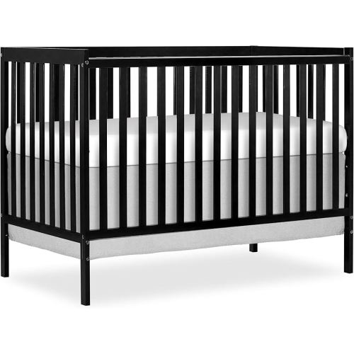 Dream On Me Synergy 5-in-1 Convertible Full-Size Baby Crib with Toddler, Day & Full Bed Conversion in Black, GreenGuard Gold & JPMA, 3 Mattress Heights, Sustainable Pinewood