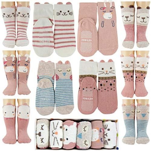 Tiny Captain Baby Toddler Girls Animal Grip Tube Socks Anti-Skid Cartoon Newborn, Infant, Baby and Toddler Socks