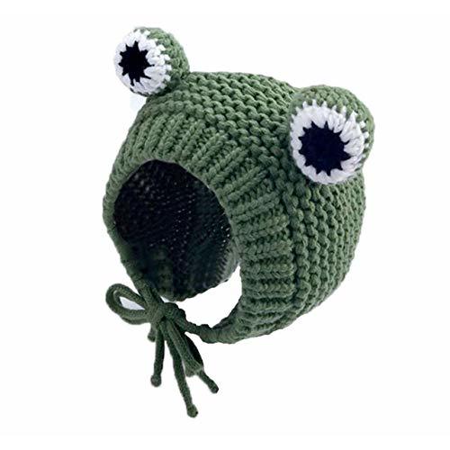MINGSEECESS Kids Knitted Beanie Hat Cute Frog Cartoon Winter Warmer Cap with Big Eyes for Baby Boys Girls