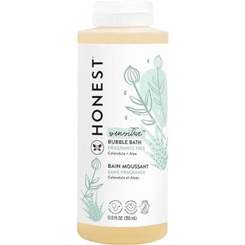 The Honest Company Foaming Bubble Bath | Gentle for Baby | Naturally Derived, Tear-free, Hypoallergenic | Fragrance Free Sensitive, 12 fl oz