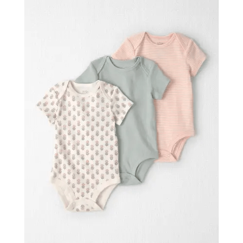 Baby Girl 3-Pack Organic Cotton Bodysuits in Floral Print - Little Planet | Carter's