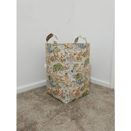 Winnie the pooh laundry hamper, Storage basket,  Nursery organizer, Toy fabric bin, baby shower gift