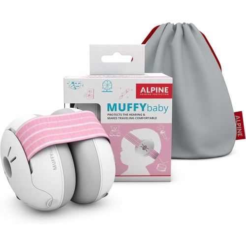 Alpine Muffy Baby Ear Protection for Babies and Toddlers up to 36 Months - CE & ANSI Certified - Noise Reduction Earmuffs - Comfortable Baby Headphones Against Hearing Damage & Improves Sleep - Pink