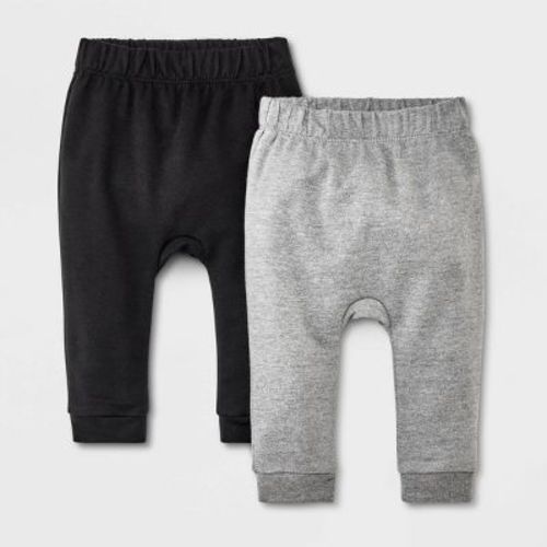 Baby 2pk Solid Jogger Pants - Cat & Jack™ Gray/black 0-3m