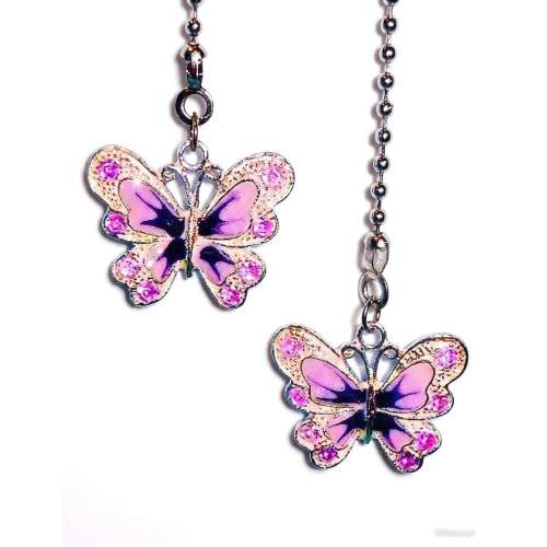 Set of Two - Little Purple Butterfly - Ceiling Fan Pull Chains Great Gifts!!!