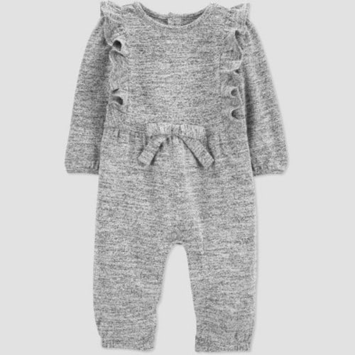 Carter's Just One You®️ Baby Girls' Ruffle Jersey Jumpsuit - Gray, Size: 3M