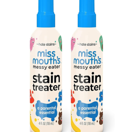 Miss Mouth's Messy Eater Stain Treater Spray - 4oz 2 Pack Stain Remover - Newborn & Baby Essentials - No Dry Cleaning Food, Grease, Coffee Off Laundry, Underwear, Fabric