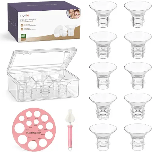 Nuliie 10PCS Flange Sizing kit 13/14/15/16/17mm for 24mm Flange/Shield of Most Pumps, BPA-Free Flange Inserts, Compatible with Momcozy/Elvie/Spectra/Bellababy/TSRETE/Nuliie Breast Pumps