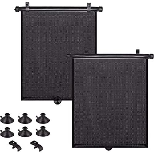 Car Sun Shade Side Window for Baby, 2 Pack Retractable Car Roller Shades for Side Window Blocks Harmful Sun Glare and Heat(16''x18'')