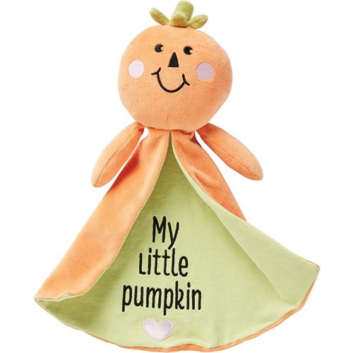 Enesco Izzy and Oliver New Baby Infant My Little Pumpkin Tag-a-Long Stuffed Animal Blanket Toy, Multicolor