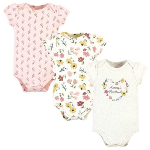 SIZE NEWBORN - Hudson Baby Infant Girl Cotton Bodysuits, Soft Painted Floral 3-Pack, Size: newborn