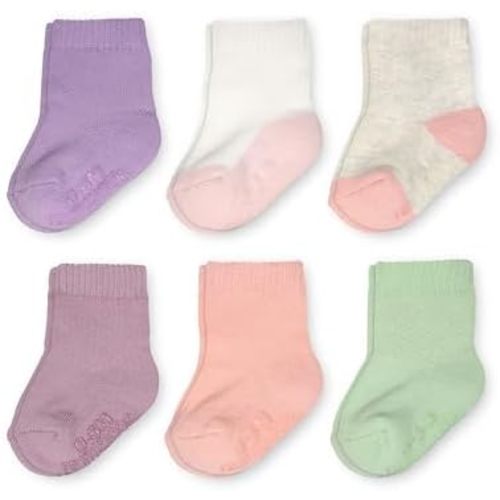 Fruit of the Loom All Weather Baby & Toddler Socks - Cotton Crew Socks with Grips for Boys, Girls and Unisex