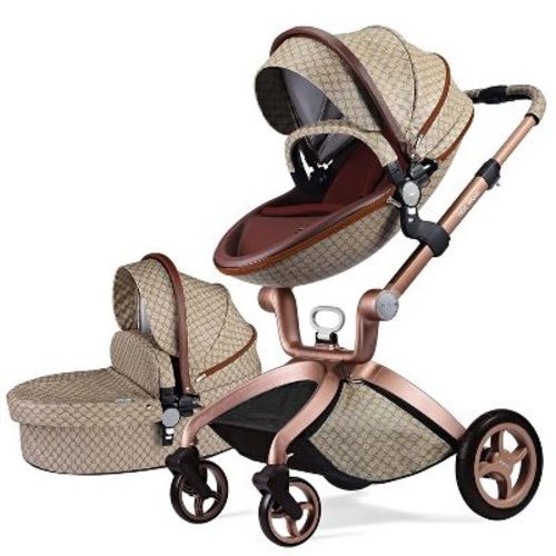 Hotmom Stylish Baby Stroller: Height-adjustable Seat And Reclining Baby Carriage (grid)