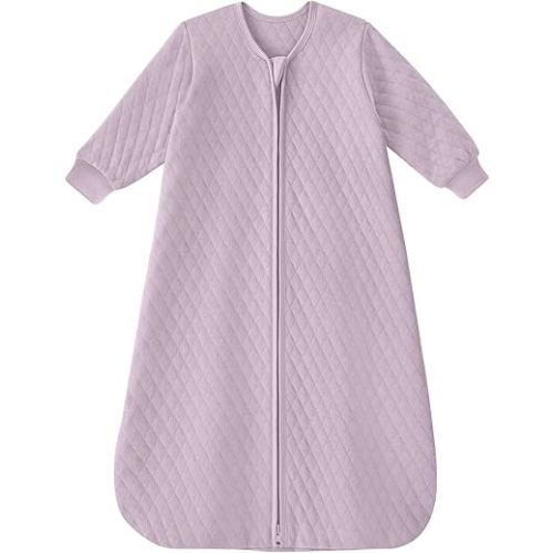 Yoofoss Baby Sleep Sack 0-6 Months 1.0 Tog Long Sleeve Sleep Sack Organic Cotton Wearable Blanket for Newborns 2-Way Zipper Quilted Sleeping Sacks(Small)