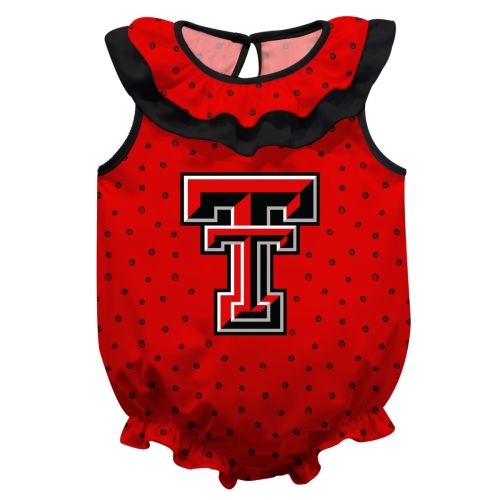 Girls Infant Red Texas Tech Red Raiders Sleeveless Swirls Ruffle Bodysuit
