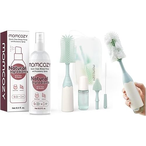 Momcozy Portable Breast Pump Cleaner Spray & Momcozy Bottle Brush Kit