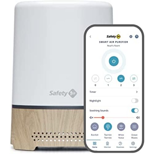Safety 1st Smart Air Purifier, True HEPA Filter For Bedrooms & Baby Nursery's, App Controlled with iOS & Android, White